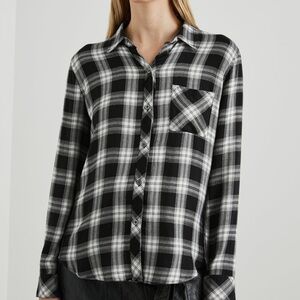 Rails Women’s Hunter Plaid Button Black and White Small
